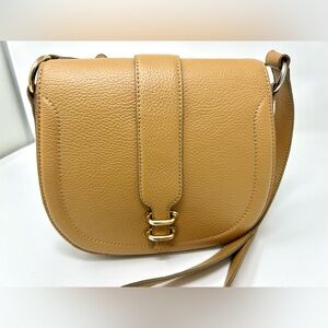 Banana Republic Elegant Tan Genuine Leather Crossbody Bag